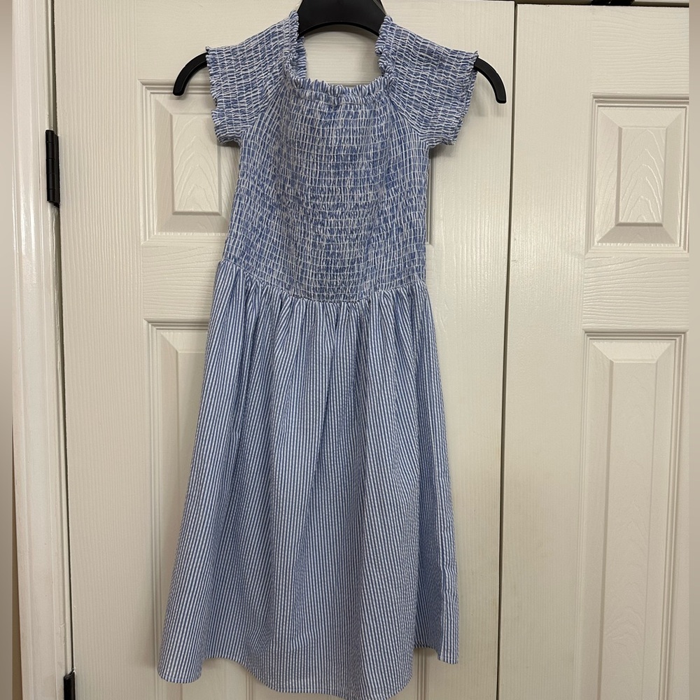 Altar’d State Off-Shoulder Blue and White Dress